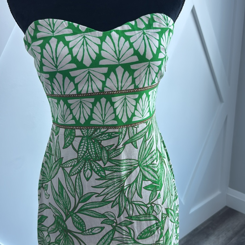 NWT ZARA strapless green floral slit maxi dress - Picture 2 of 6